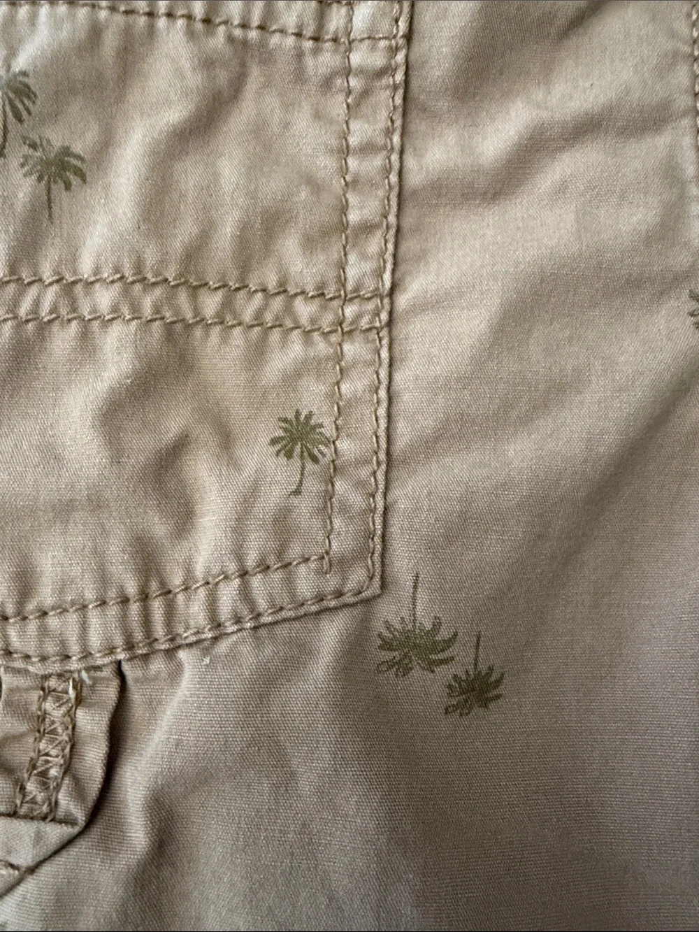 OshKosh B'gosh Tan Palm-Print Short Overalls